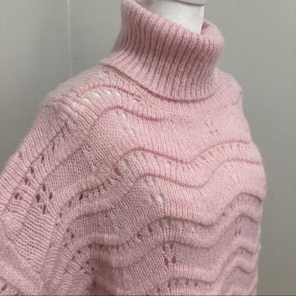 new FRNCH Y2K Sweater Pink Flowy Loose Cable Knit size S/M - Picture 2 of 8